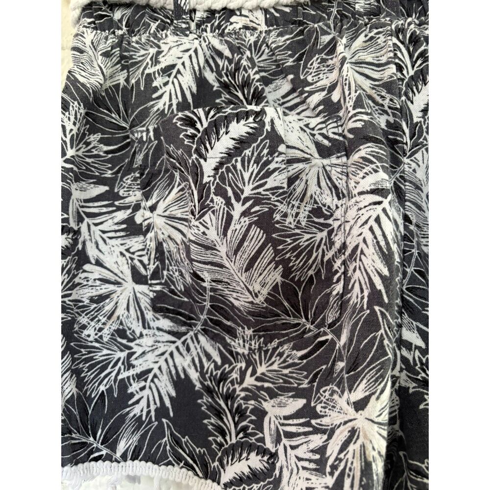 Rewash Boho Beachy Linen Blend Shorts Tassel Hem Rope Belt Tropical Print M - Picture 5 of 8
